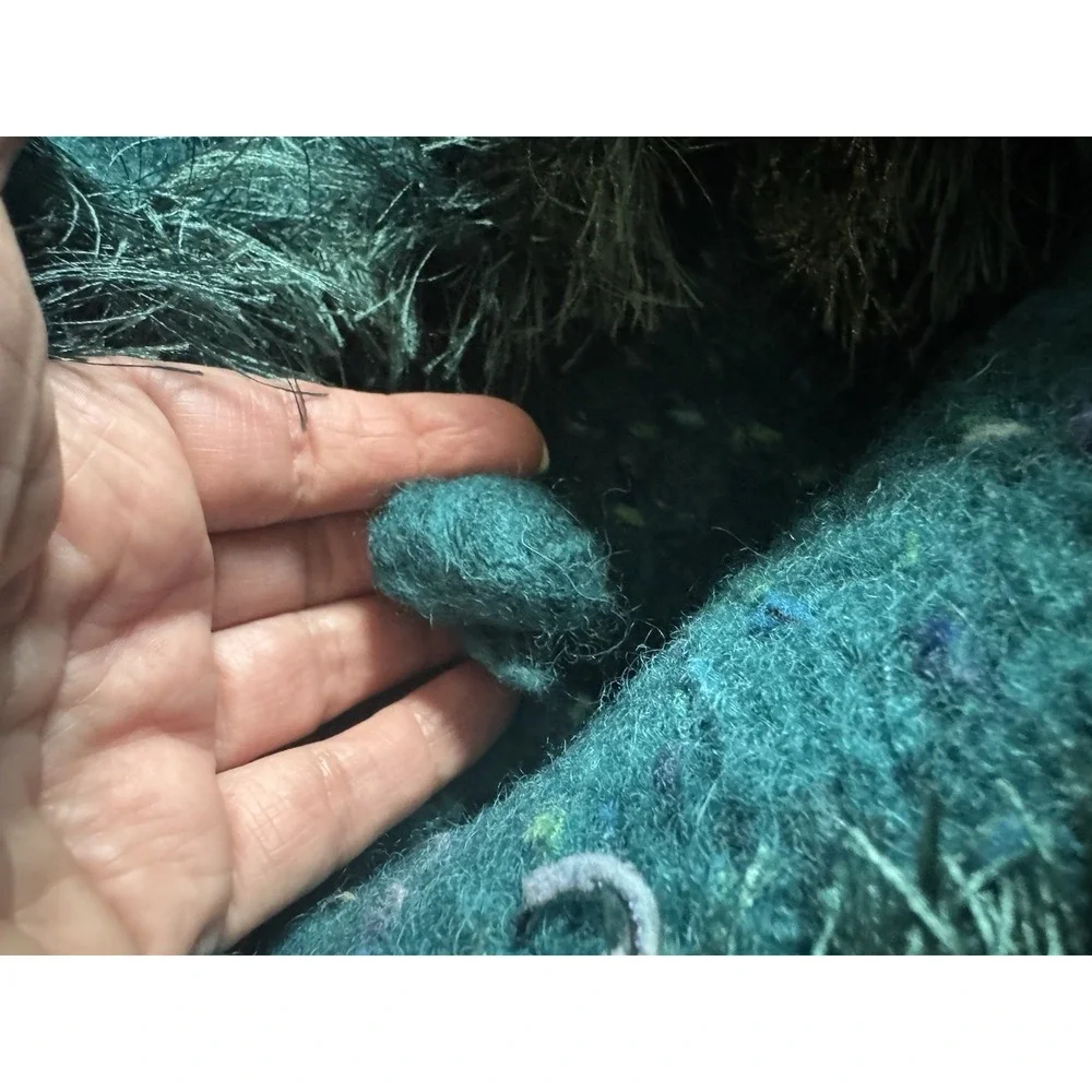 Hand Felted Teal Wool Blend Tote Bag Boho Fairy Grunge Artisan Handmade